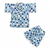 甚平 じんべい 男の子 ベビー トンボ柄 じんべえ 上下セット サックス 95