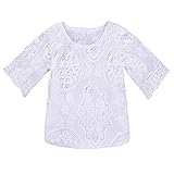 Cutelove 子供服 Tシャツ 上着 シャツ ブラウス 半袖 5分袖 レース 女の子 ベビー 可愛い 夏 ホワイト
