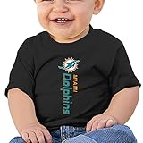 カッコいい ボーイとガール マイアミ ドルフィンズ フットボール チーム ロゴ U首シャツ 100%棉 Black Size 12 Months