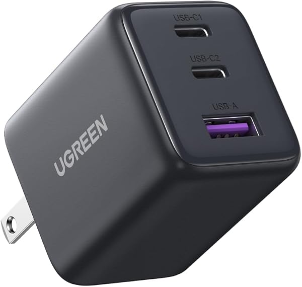 UGREEN 充電器 type-c 30W (2*USB-C+1*USB-A) 【PSE技術基準適合/PD3.0対応/30W急速充電/コンパクト】 GaN アダプター iphone17/16/15/14/13/iPad/GalaxyS25-S10/Google Pixel/AirPodsなどに対応(ブラック) - 1