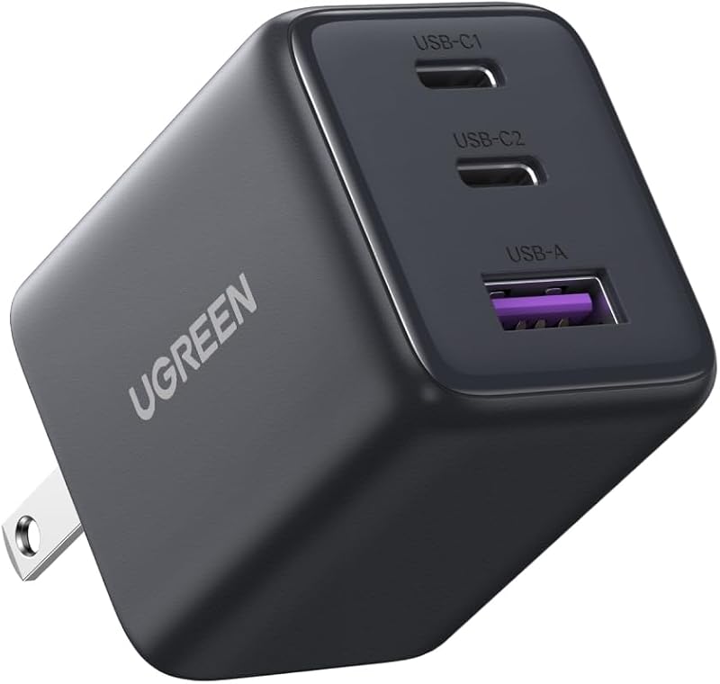 UGREEN 充電器 type-c 30W (2*USB-C+1*USB-A) 【PSE技術基準適合/PD3.0対応/30W急速充電/コンパクト】 GaN アダプター iphone17/16/15/14/13/iPad/GalaxyS25-S10/Google Pixel/AirPodsなどに対応(ブラック)
