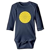 Sasa85 日本 国章 天皇 紋章 菊紋 イラスト プリント 長袖ボディースーツ ベビー服 おくるみ 幼児 柔らかい ライトブルー 6 M