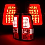 AmeriLite 1999-2006 GMC シエラ / 99-02 シボレー シルバラード ピックアップ トラック ルビー レッド Cタイプ LED チューブ 交換用 テールライト ブレーキランプセット - 助手席と運転席側