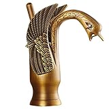 アンティークスワンの蛇口の銅ホットとコールドの蛇口