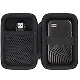 Aenllosi ハードトラベルケース Western Digital My Passport 外付けハードドライブ 500GB/1/2/4TB対応 WDソリッドステートドライブ&USBケーブル用ポータブルバッグ (ケースのみ、ブラック)