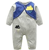 【エビ屋】赤ちゃん偽造衣料品漫画の綿の登山服の2つの部分 (80CM, グレー)