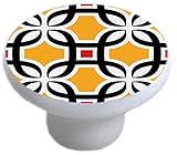 Carolina Hardware and Decor 2345 Geometric Retro Pattern Ceramic Cabinet Drawer Knob by Carolina Har