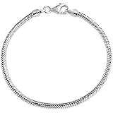 925 Sterling Silver 3mm Snake Chain Bracelet Necklace 6.5" 7" 7.5" 8" 8.5" 18" 20" 22" 24 inch Women Men Gifts - Made in Ital