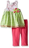 Kids Headquarters Little Girls' Printed Jersey/Seersucker Gingham Tunic and Capri Multi 6 [並行輸入品]