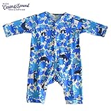 オーシャンアンドグラウンド｜ベビー肌着長袖ロンパース｜SAFALEAF柄｜ブルー