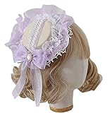 ゴスロリ ロリータ レース 髪飾り ローズ ヘアアクセサリー ヘッドドレス ハロウィン 仮装 (パープル)