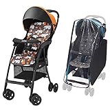 【セット買い】Aprica (アップリカ) 軽量ベビーカー マジカルエアー AD スカンジナビアンオレンジOR+レインカバー純正品 フロントオープン式 (雨・風・寒さ対策)