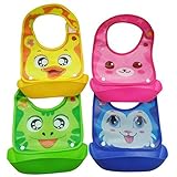 PerPure　ベビーエプロン　ビブ　防水くるくるエプロン 1-3歳　幼児用　ベビー用お食事エプロン　かわいい動物柄4色ランダム