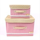 Pangyi 収納ボックス 2点セット 下着 収納 ふた付き 折り畳み可能 かわいい 収納ケース ピンク