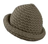 Plus Nao(プラスナオ) 子供用 ニット帽 ニットハット つば付きニット帽 ニットキャップ ざっくり編み 手編み風 キッズ ジュニア シンプル - ブラウン