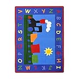 Joy Carpets Kid Essentials Infants & Toddlers Tiny Train Rug Multicolored 7'8 x 10'9 [並行輸入品]