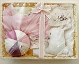 出産祝いギフト 通販　ベビー服　ギフトセット　スタイ　マスコット　ぬいぐるみカゴ　ビセラ　タオル　汗取りタオル　　ベビー用品　ルル３８＝日本製のビセラのベビー用品＝出産祝いやギフト (ピンク)