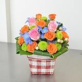 [花ぷらざ] 生花 ピンク&オレンジバラ アレンジメント