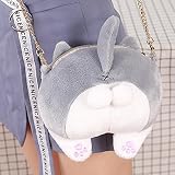 Eldori 財布 ショルダーバッグ 小銭入れ ぬいぐるみ 猫 お尻形 小物入れ 財布 肉球 バッグ ふわふわプラッシュ製 萌え萌え 斜めがけバッグ かわいい (A)