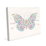 Born Free – Spiritualバタフライ曼荼羅と矢印onホワイトwoodgrain-pattern壁アートプリント 8x10 BOH0000042CAN08X10SXX