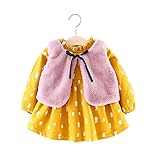 FEVON　ワンピース　ベビー　女の子　長袖　秋冬　2点セット　ワンピース+ボレロ　ドレス　キッズ　ガールズ　子供服　裏起毛　暖かい　ウサギの柄　可愛い　ベスト付き　もこもこ　チョッキ　ふんわり　通園