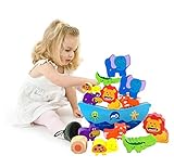 Lewo Wooden Stacking Blocks Baby Toddlers Toys Building Balance Games for Kids [並行輸入品]