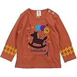 chocola(ショコラ) 天竺木馬刺繍長袖Tシャツ 100cm/オレンジ NO.CH-1419-12022