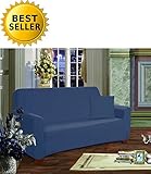 Elegance Linen Collection Luxury Soft Furniture Jersey STRETCH SLIPCOVER, Loveseat Navy Blue