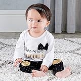 ベビーアスペン Baby Aspen 女の子用3D立体リボン付きHere comes trouble長袖ボディスーツxコーデパンツ上下2点セット [並行輸入品]