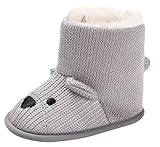 C-Princess ベビー ブーツ ファーストシューズ スノーブーツ ルームシューズ ニット 靴 赤ちゃん キッズ 女の子 男の子 可愛い 暖かい 保温 グレー 13cm