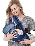 Happylifehere ベビーキャリア 抱っこひも ヒップシート おんぶ紐 赤ちゃん ベビー 新生児 バックサポート 疲れにくい 腰ベルト メッシュ 4way ダークブルー