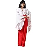 Joel Ding's Store 巫女服 コスチューム 白衣 緋袴 神社巫女 巫女さ コスプレ衣装 レディース ゆったり お正月 きもの 和装 ハロウィン仮装 (赤、白, M)