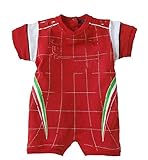 (ウォ２U)Woo2u キッズ 赤ちゃん 新生児 ベビー 春夏 可愛い 赤色 半袖 オーバーオール ボディスーツ ロンパース スポーツ カバーオール 寝間着 ボーダー 肌着 赤色 B 80