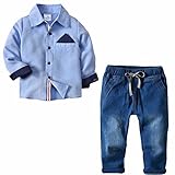 AMIGOYO 男の子 子供服 セット 子供服 シャツ + パンツ ベビー服 男の子 赤ちゃん服 スーツ キッズ ボーイズ 上下セット 2点セット 可愛らしい 韓国スタイル 長袖 春秋 旅行 誕生日