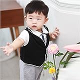Maleden ベビー服 キッズ 男の子 フォーマル 半袖 ネクタイ ロンパース 紳士風 結婚式 子供服 セットアップ 80
