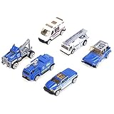 6個/セット車のおもちゃセット、1:64ダイキャスト合金＆プラスチック製の警察車の車スライドパズルのおもちゃ子供ギフト