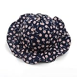 ベビー帽子 赤ちゃん用 幼児用 キッズハット 綿生地 アウトドアウェア 子供向けキャップ 帽子 ハット 果物柄 チェリー柄 可愛い LeafIn (ネービー)