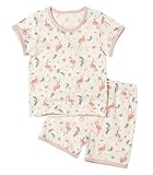 【あるこんたるこん】オーガニックコットン ガールズ ルームウェア フラミンゴ 3分袖 春夏 キッズ ジュニア 上下セット 女の子 パジャマ 90-140 (100)