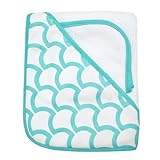 American Baby Company Terry Hooded Towel Set made with Organic Cotton, White with Aqua Sea Waves by 