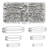 TerraShine 安全ピン 220個 6サイズ ロック安全ピン セイフティピン アクセサリーパーツ 手芸 ハンドメイド 縫製 シルバー 22mm 28mm 32mm 38mm 45mm 55mm