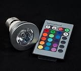 QUMOX　LED 電球ライト3W E27 RGB　16色　リモート付き　庭で照明する電球ライト
