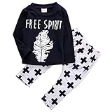 ベビー服　男の子　レタープリント　長袖　Ｔシ羽プリント　パンツ　セット (100 (18-24M))