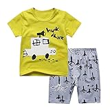 (ビメイゴー) Bmeigo 子供服 男の子 パジャマ ルームウェア 寝間着 綿 半袖 車 飛行機 掘削機柄 春 夏 部屋着 Ｔシャツ ハーフパンツ セット 男児 幼児服 90-145cm 柔らかい 