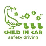 デザイン工房ＳＩＧＮＳ 車ステッカー Child in car 14 綺麗にはがせる 車 ステッカー アヒル ひよこ イエローグリーン