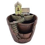 uxcell 植物 植木鉢 樹脂 ハウス形 ホーム 庭園 オフィス アロエ サボテン ブラウン グリーン