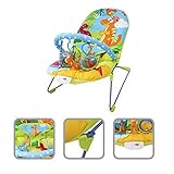 Vibrating baby bouncer with music function - baby bouncer with dinosaur patterns, an arch, and toys 