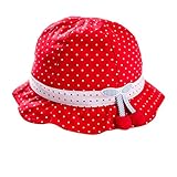 (よキーよ)Yokeeyoベビー用ハット つば広 赤ちゃんキャップ アウトドアハット キッズ 帽子 子供サンバイザー 人気　荷葉の縁　刺繍 赤い水玉プリント 　女の子　紫外線 UVカット 日よけ止め 