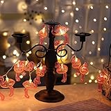 solar powered 10leds pink flamingo shaped warm white string