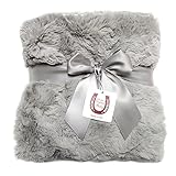 Max Daniel Luxe Gray Bunny Baby Blanket – 両面 – グレーPipedエッジ1116