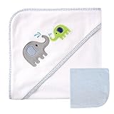 Luvable Friends Hooded Towel and Washcloth, Blue Elephant by BabyVision [並行輸入品]
